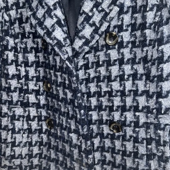 Max Mara Weekend Blue Wool Mohair Alpaca Houndstooth Crop Coat Jacket Size 4 - Picture 5 of 12